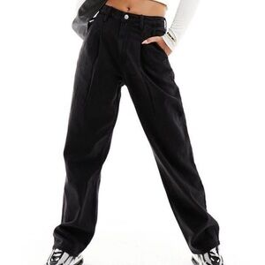 Abercrombie & Fitch Black High Rise Pleated Jeans